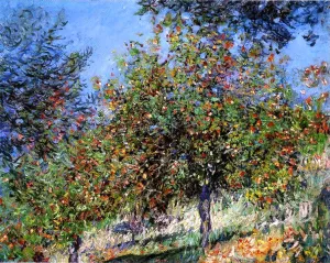 The painting Claude Monet Apple Trees on the Chantemesle Hill