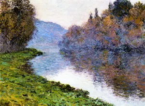 Banks of the Seine at Jenfosse: Clear Weather by Claude Monet - Hand-Painted Oil Painting Reproduction