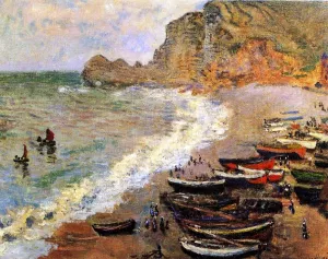 The painting Claude Monet Beach at Etretat