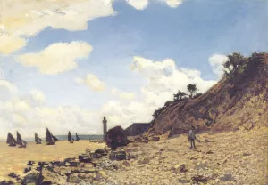 Beach at Honlfeux by Claude Monet - Hand-Painted Oil Painting Reproduction