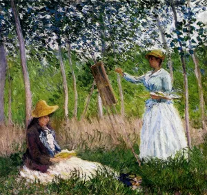 Blanche Hoschede at Her Easel in the Woods at Giverny