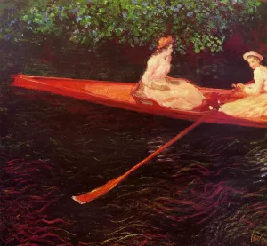 The painting Claude Monet Boating on the River Epte