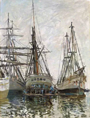 The painting Claude Monet Boats in a Harbour