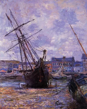 Boats Lying at Low Tide at Facamp by Claude Monet - Hand-Painted Oil Painting Reproduction