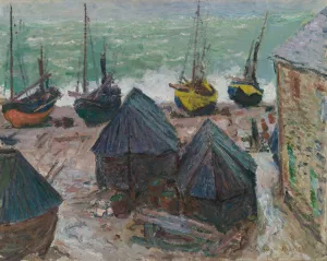 Boats on the Beach at etretat by Claude Monet - Hand-Painted Oil Painting Reproduction