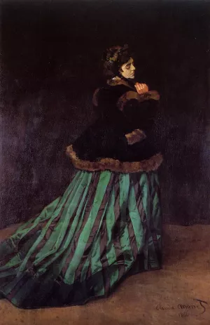 Camille also known as The Woman in a Green Dress by Claude Monet - Hand-Painted Oil Painting Reproduction