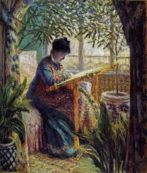 Camille Embroidering by Claude Monet - Hand-Painted Oil Painting Reproduction