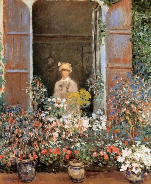 The painting Claude Monet Camille Monet at the Window, Argentuile