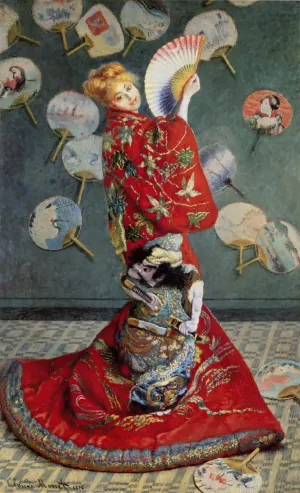 The painting Camille Monet In Japanese Costume
