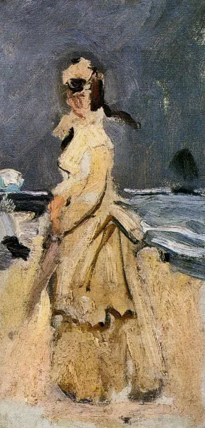 Camille on the Beach by Claude Monet - Hand-Painted Oil Painting Reproduction