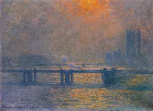 The painting Claude Monet Charing Cross Bridge, The Thames