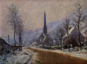The painting Claude Monet Church at Jeufosse, Snowy Weather