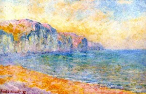 The painting Claude Monet Cliffs at Pourville, Morning