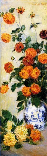 The painting Claude Monet Dahlias