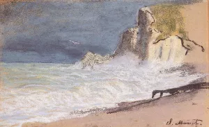 The painting Claude Monet Etretat - Amont Cliff, Rough Weather