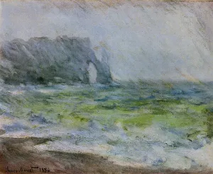 The painting Claude Monet Etretat in the Rain