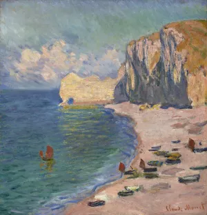 Etretat, The Beach and the Falaise d'Amont by Claude Monet - Hand-Painted Oil Painting Reproduction