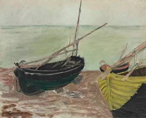 Etude de bateaux sur la plage d'etretat by Claude Monet - Hand-Painted Oil Painting Reproduction