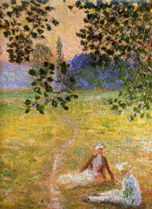 The painting Evening in the Meadow at Giverny Detail