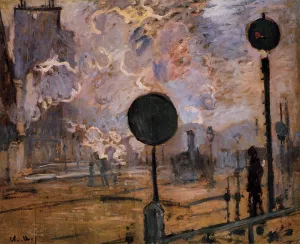 The painting Claude Monet Exterior of Saint-Lazare Station also known as The Signal