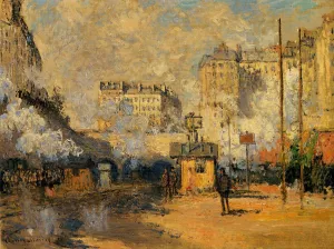 Exterior of Saint-Lazare Station, Sunlight Effect by Claude Monet - Hand-Painted Oil Painting Reproduction