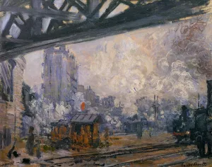 The painting Exterior View of the Saint-Lazare Station