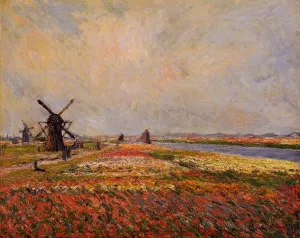 The painting Claude Monet Fields of Flowers and Windmills Near Leiden