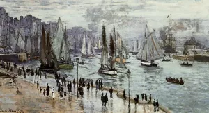 The painting Fishing Boats Leaving the Port of Le Havre