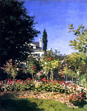 The painting Claude Monet Garden In Flower At Sainte-Adresse