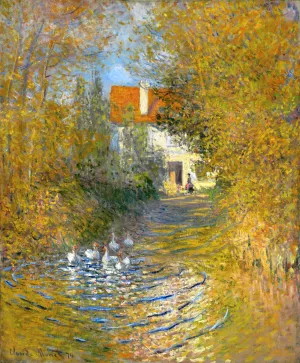 Geese in the Brook by Claude Monet - Hand-Painted Oil Painting Reproduction