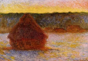 Grainstack at Sunset, Winter by Claude Monet - Hand-Painted Oil Painting Reproduction