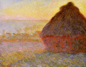 The painting Claude Monet Grainstack at Sunset