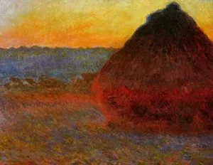 Grainstack, Impression in Pinks and Blues by Claude Monet - Hand-Painted Oil Painting Reproduction