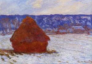 The painting Claude Monet Grainstack in Overcast Weather, Snow Effect