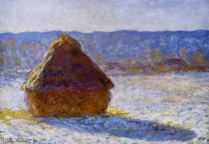 The painting Grainstack in the Morning, Snow Effect