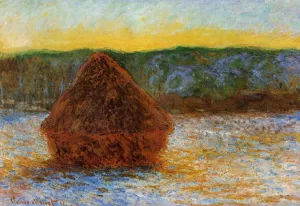 The painting Claude Monet Grainstack, Thaw, Sunset