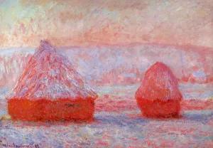 Grainstacks at Giverny, Morning Effect by Claude Monet - Hand-Painted Oil Painting Reproduction