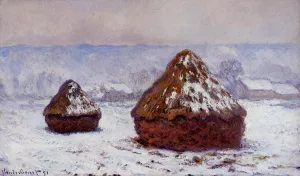 Grainstacks, Snow Effect by Claude Monet - Hand-Painted Oil Painting Reproduction