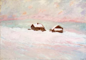 The painting Claude Monet Houses in the Snow, Norway