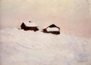 The painting Claude Monet Houses in the Snow