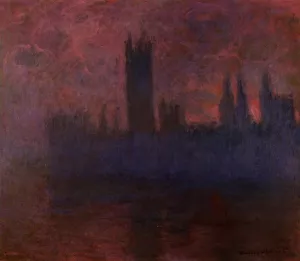 The painting Claude Monet Houses of Parliament, London, Symphony in Rose