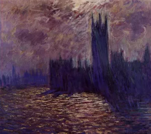 Houses of Parliament, Reflection of the Thames by Claude Monet - Hand-Painted Oil Painting Reproduction