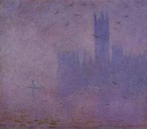 The painting Claude Monet Houses of Parliament, Seagulls