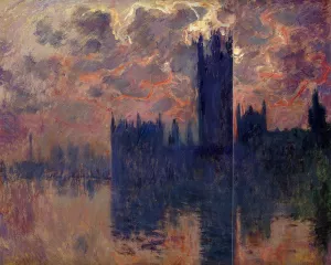 Houses of Parliament, Sunset Detail by Claude Monet - Hand-Painted Oil Painting Reproduction