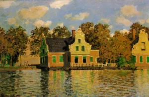 The painting Claude Monet Houses on the Zaan River at Zaandam