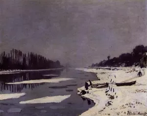 The painting Claude Monet Ice Floes on the Seine at Bougival