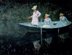 In The Rowing Boat by Claude Monet - Hand-Painted Oil Painting Reproduction