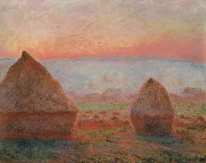 The painting Claude Monet Les Meules a Giverny, Soleil Couchant
