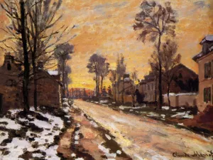 The painting Claude Monet Road at Louveciennes, Melting Snow, Sunset