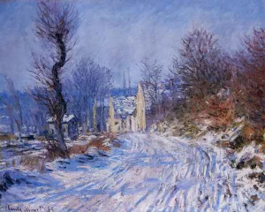 The painting Claude Monet Road to Giverny in Winter